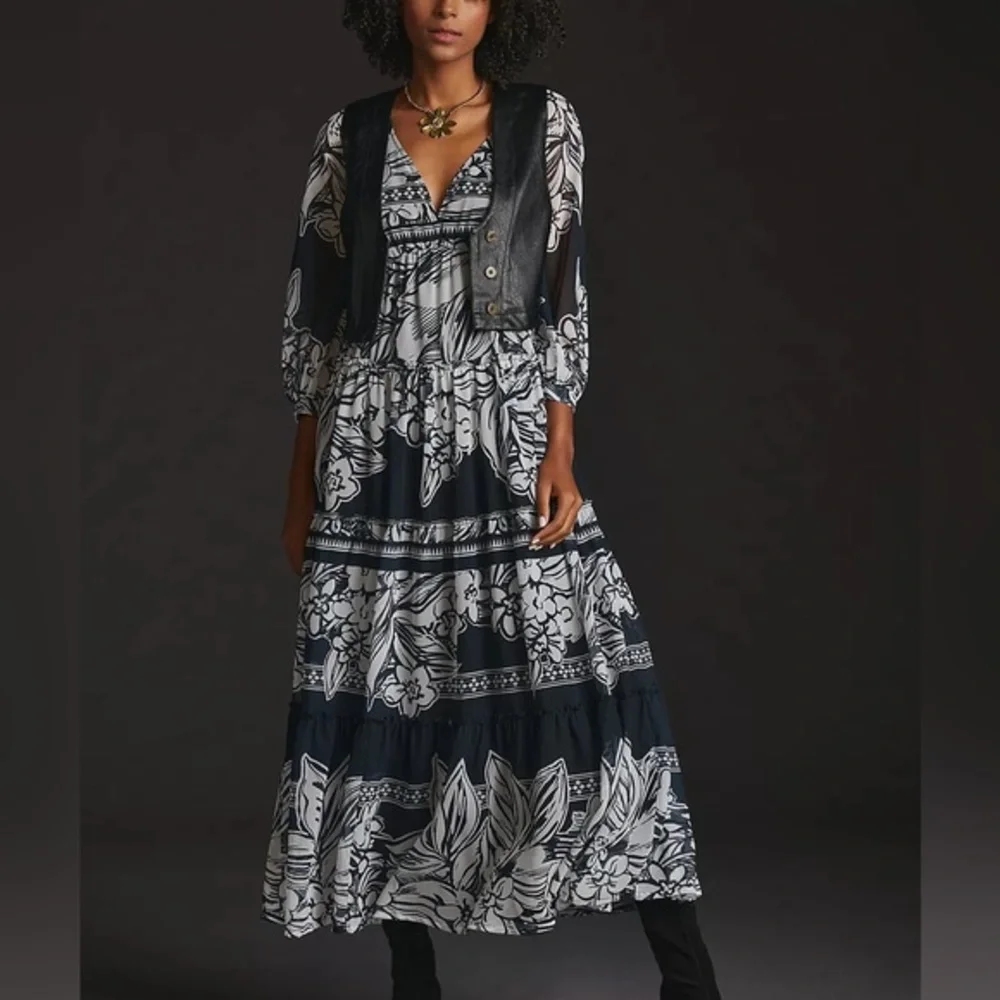 Anthropologie Vineet Bahl Tiered Long-Sleeve Dress - Picture 3 of 6